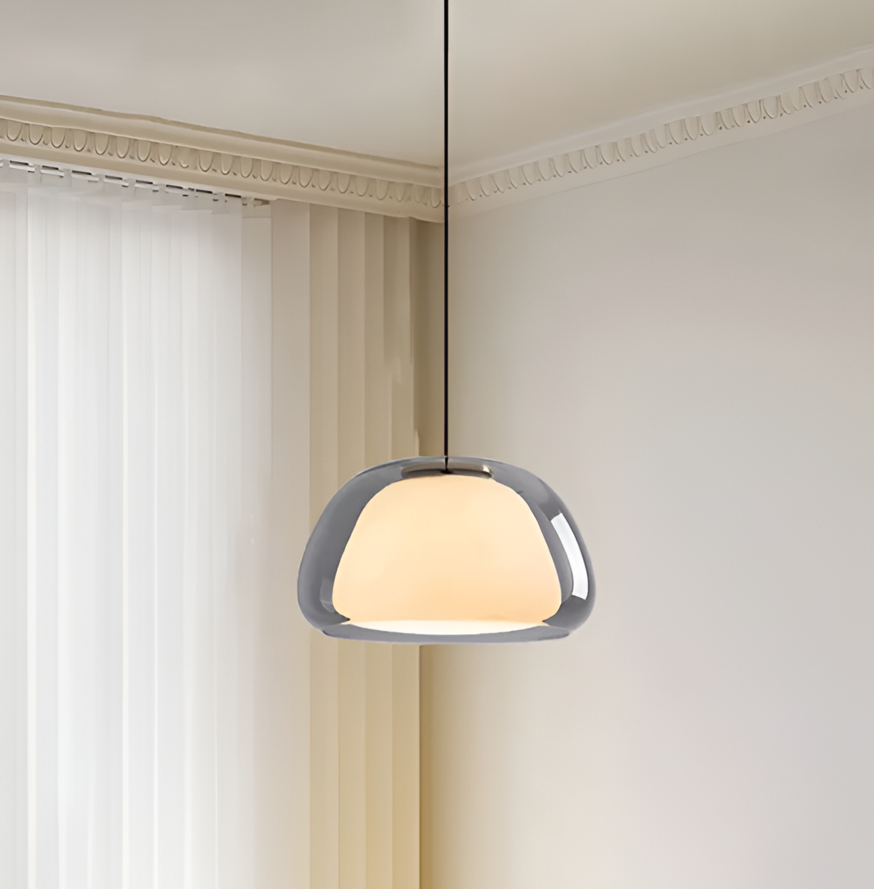 Lustrejell - moderne pendel i cremefarvet glas - gennemsigtig jelly led-hængelampe