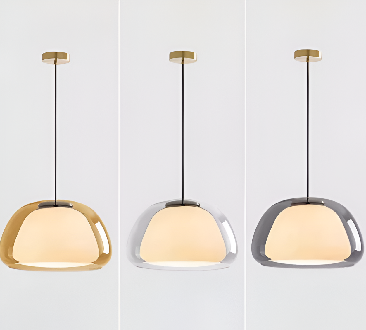 Lustrejell - moderne pendel i cremefarvet glas - gennemsigtig jelly led-hængelampe