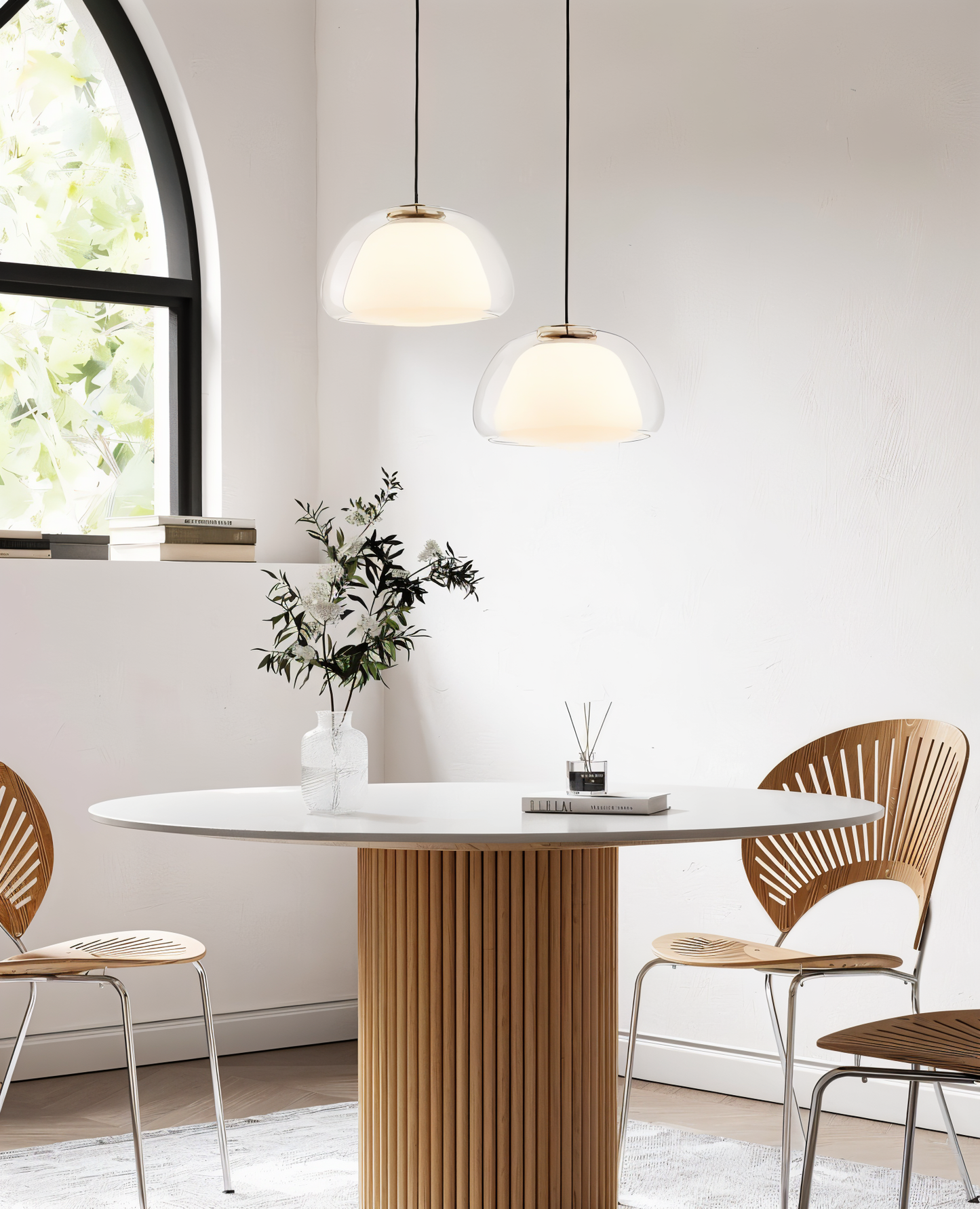 Lustrejell - moderne pendel i cremefarvet glas - gennemsigtig jelly led-hængelampe