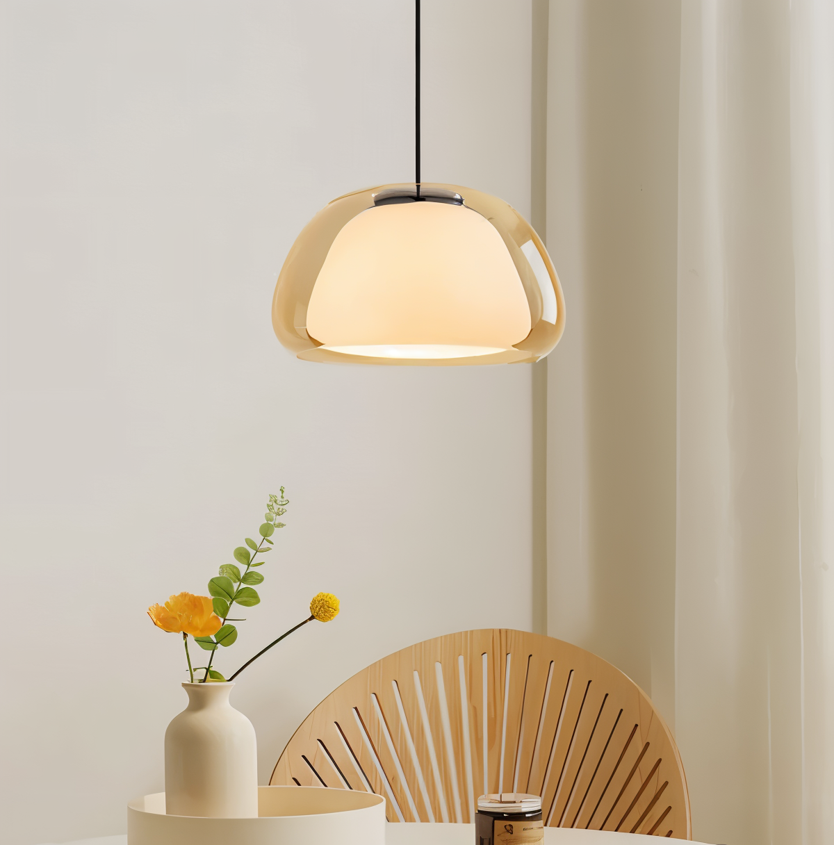 Lustrejell - moderne pendel i cremefarvet glas - gennemsigtig jelly led-hængelampe