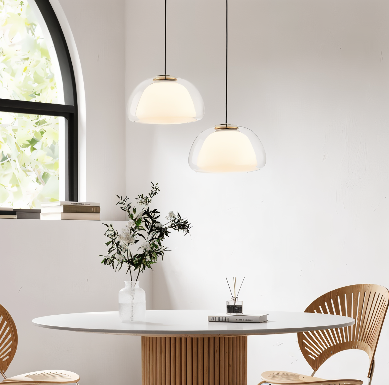 Lustrejell - moderne pendel i cremefarvet glas - gennemsigtig jelly led-hængelampe