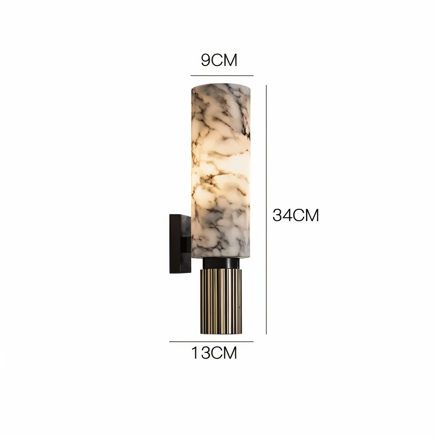 Marmor-væglampe - cylindrisk væglampe - naturlige marmor-væglamper led