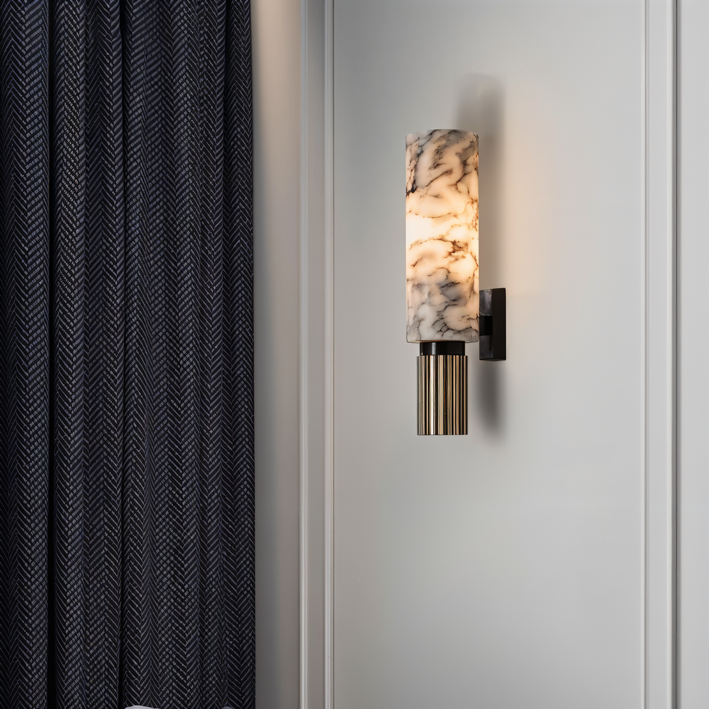 Marmor-væglampe - cylindrisk væglampe - naturlige marmor-væglamper led