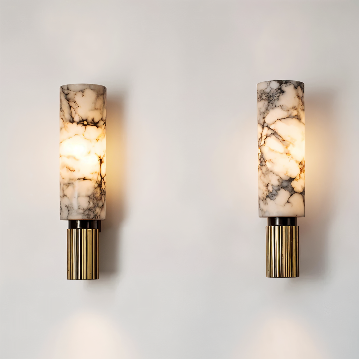 Marmor-væglampe - cylindrisk væglampe - naturlige marmor-væglamper led
