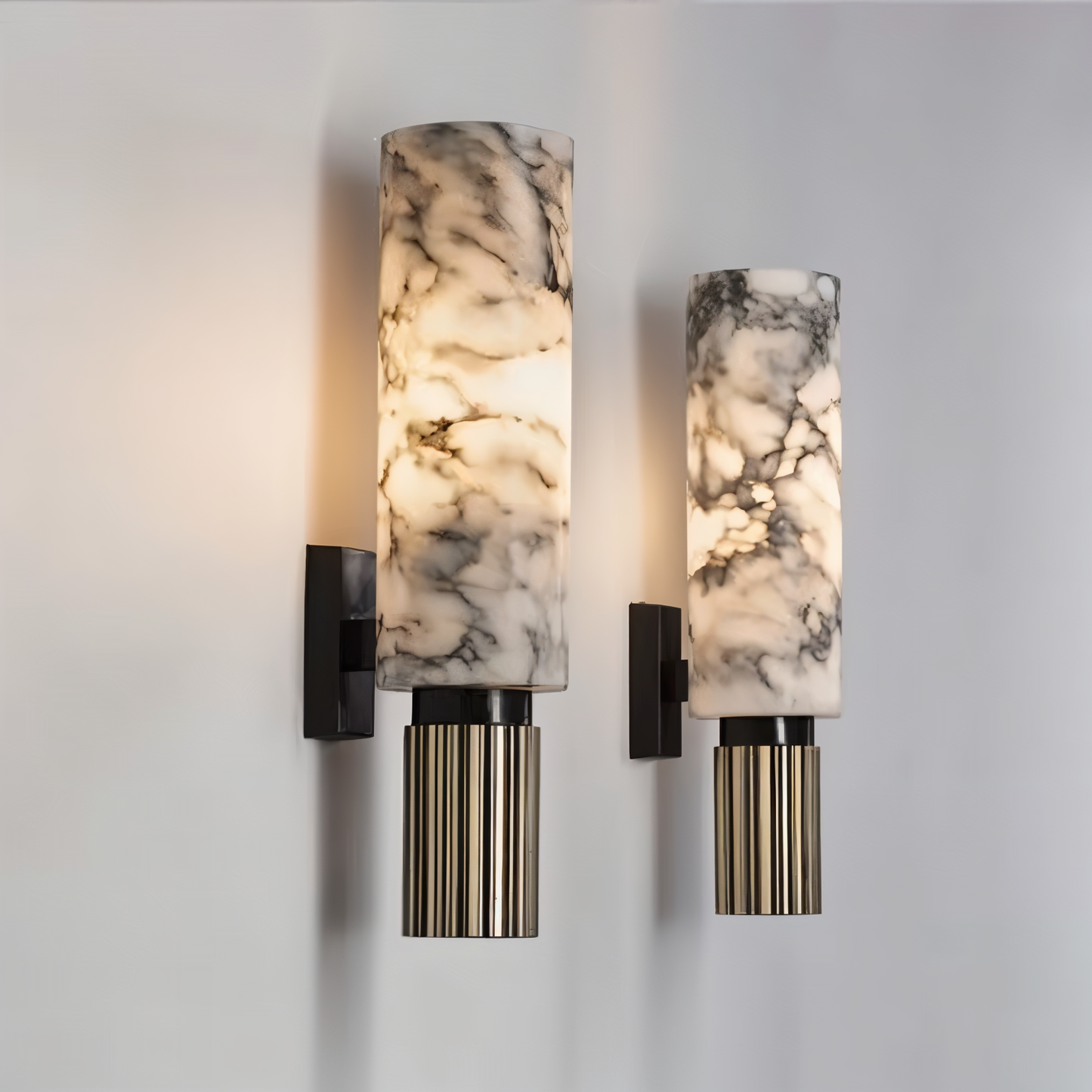 Marmor-væglampe - cylindrisk væglampe - naturlige marmor-væglamper led