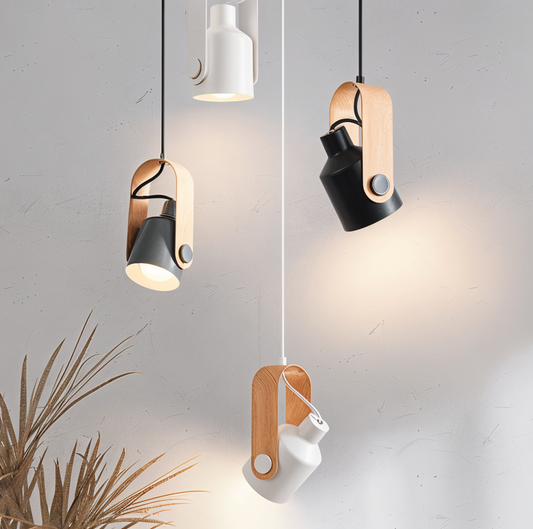 Minilog pendel spotlight - nordisk træ korn metal pendel lys