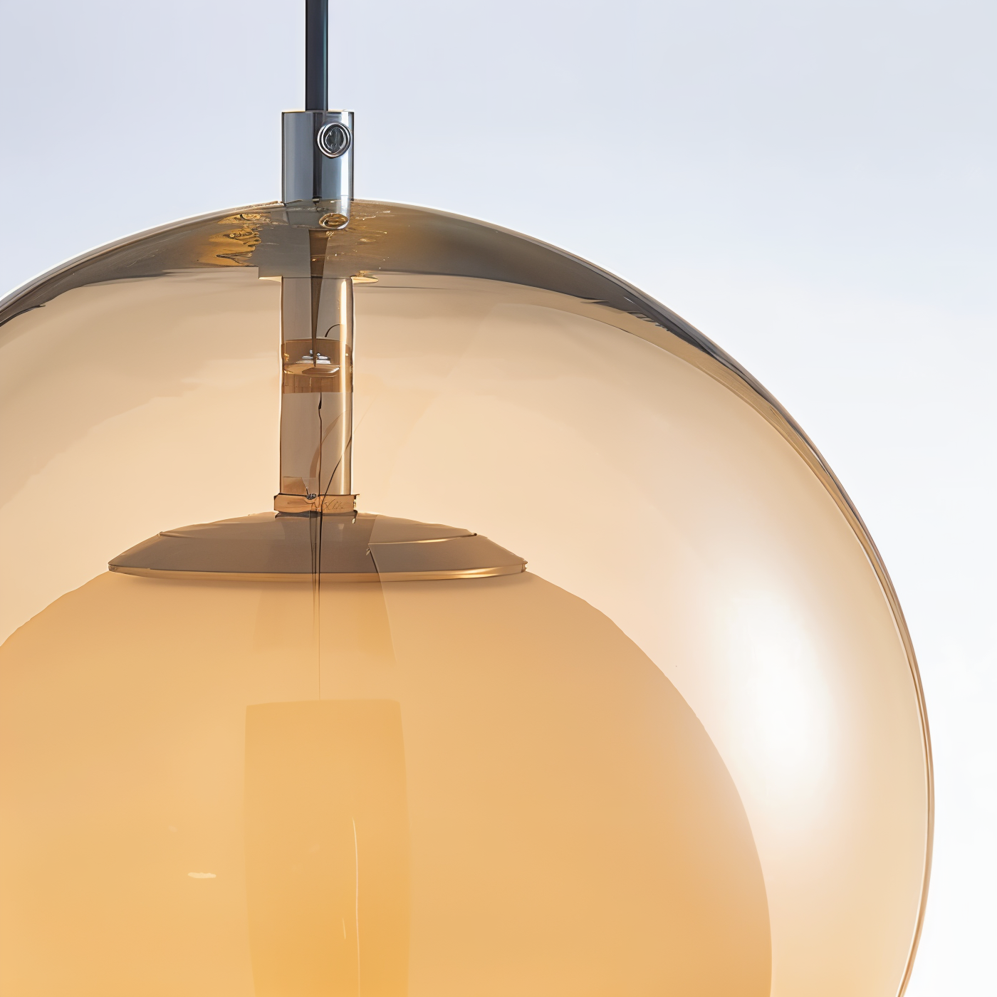 Orangeorb pendellampe - retro bauhaus glaspendellampe - dobbeltlagslampe