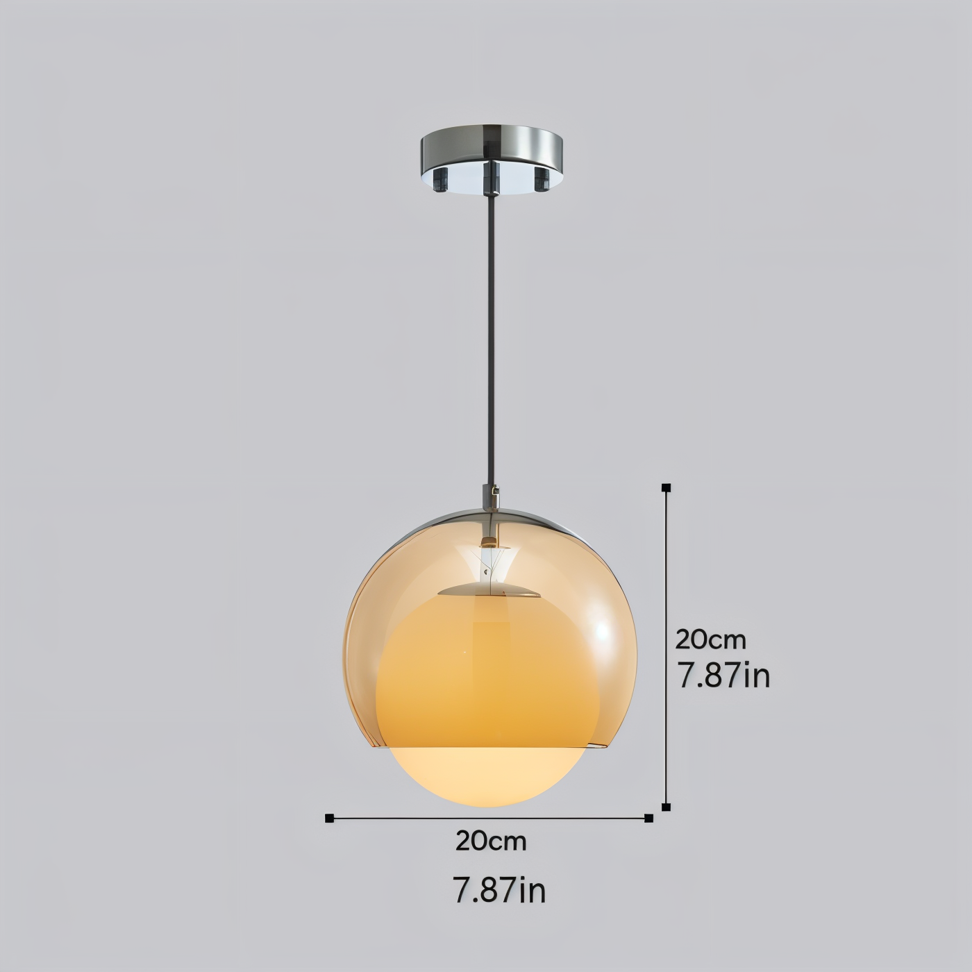 Orangeorb pendellampe - retro bauhaus glaspendellampe - dobbeltlagslampe