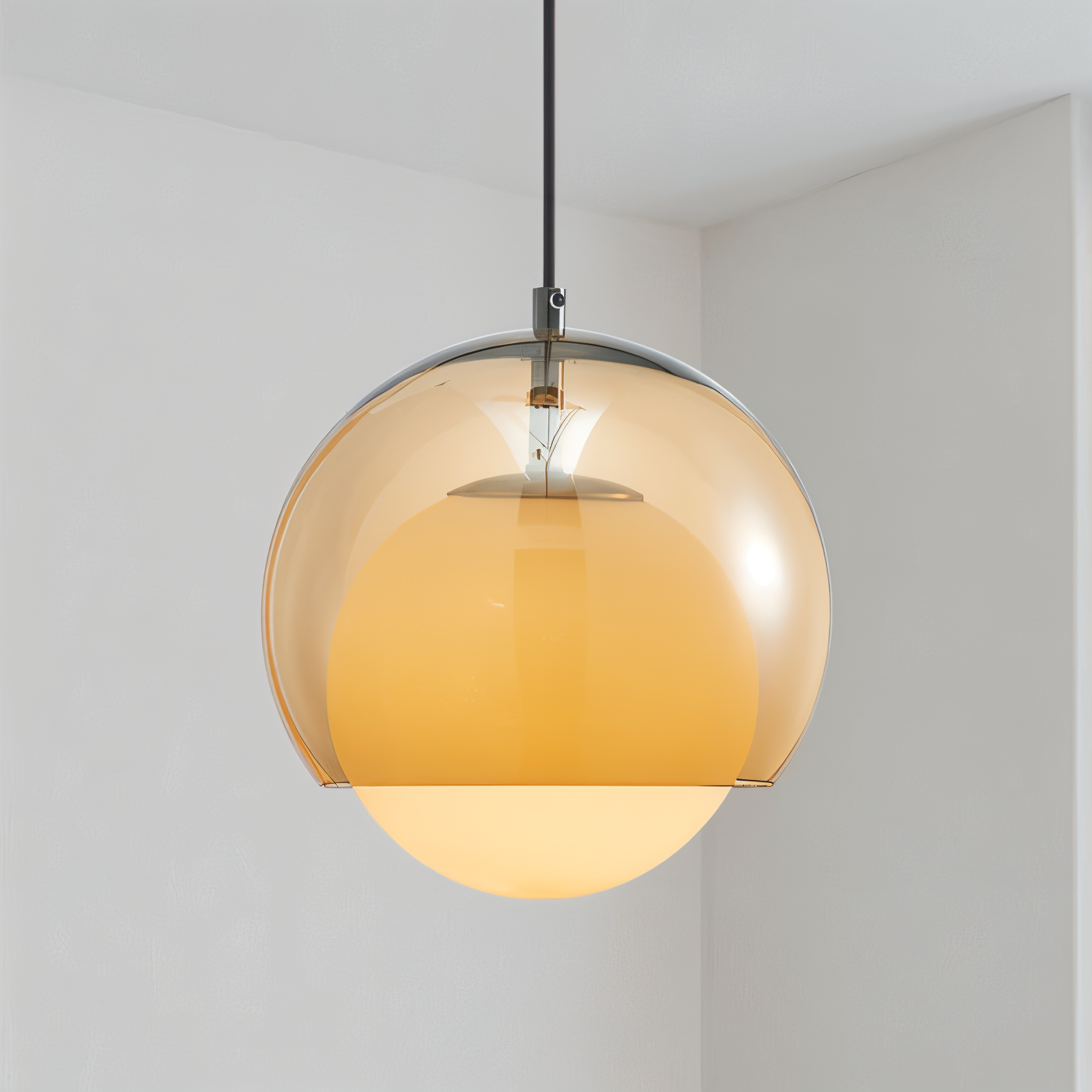 Orangeorb pendellampe - retro bauhaus glaspendellampe - dobbeltlagslampe