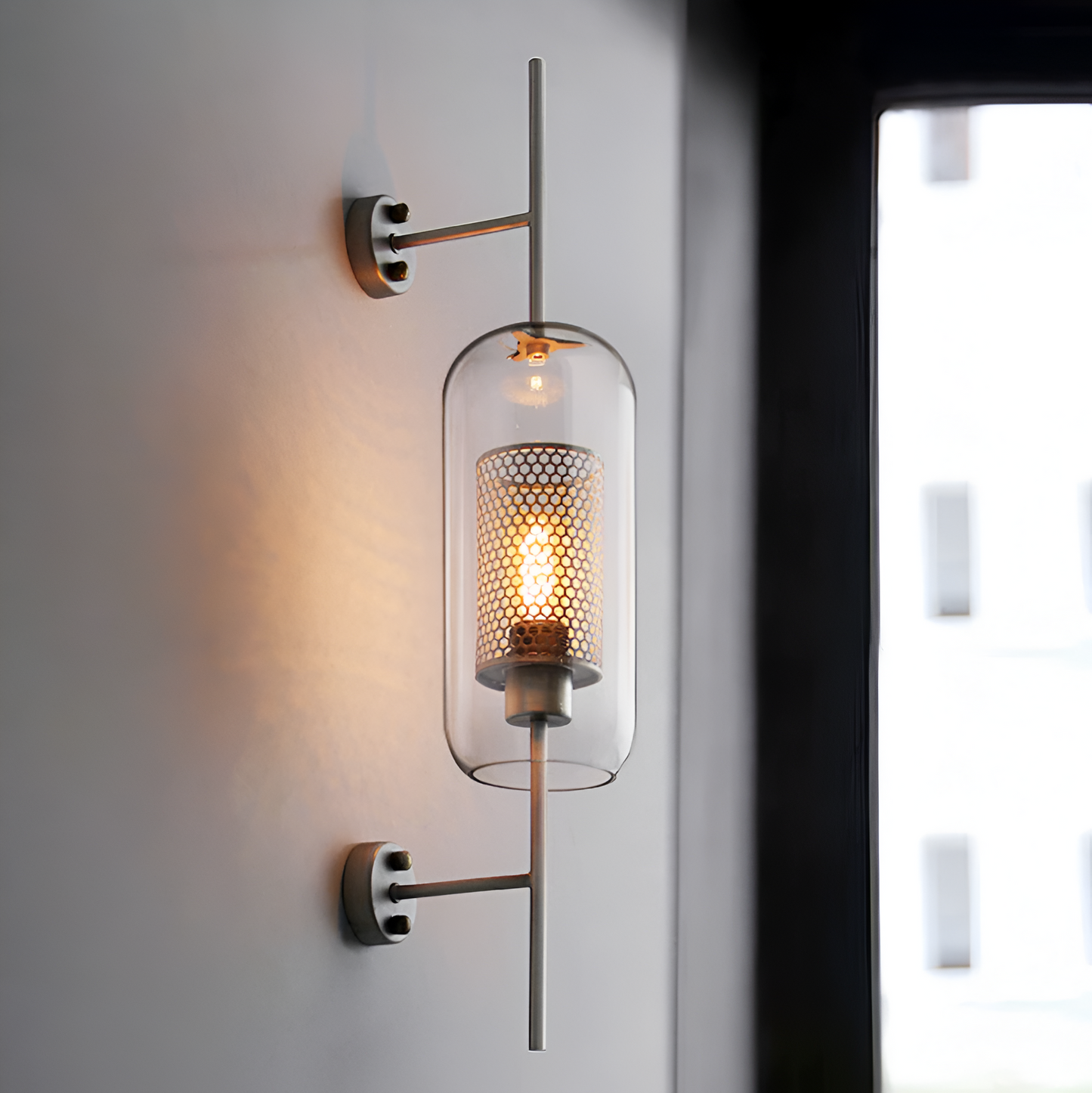 Orbee væglampe - stilfuld glas væglampe - honeycomb væglampe design - vintage væglamper led
