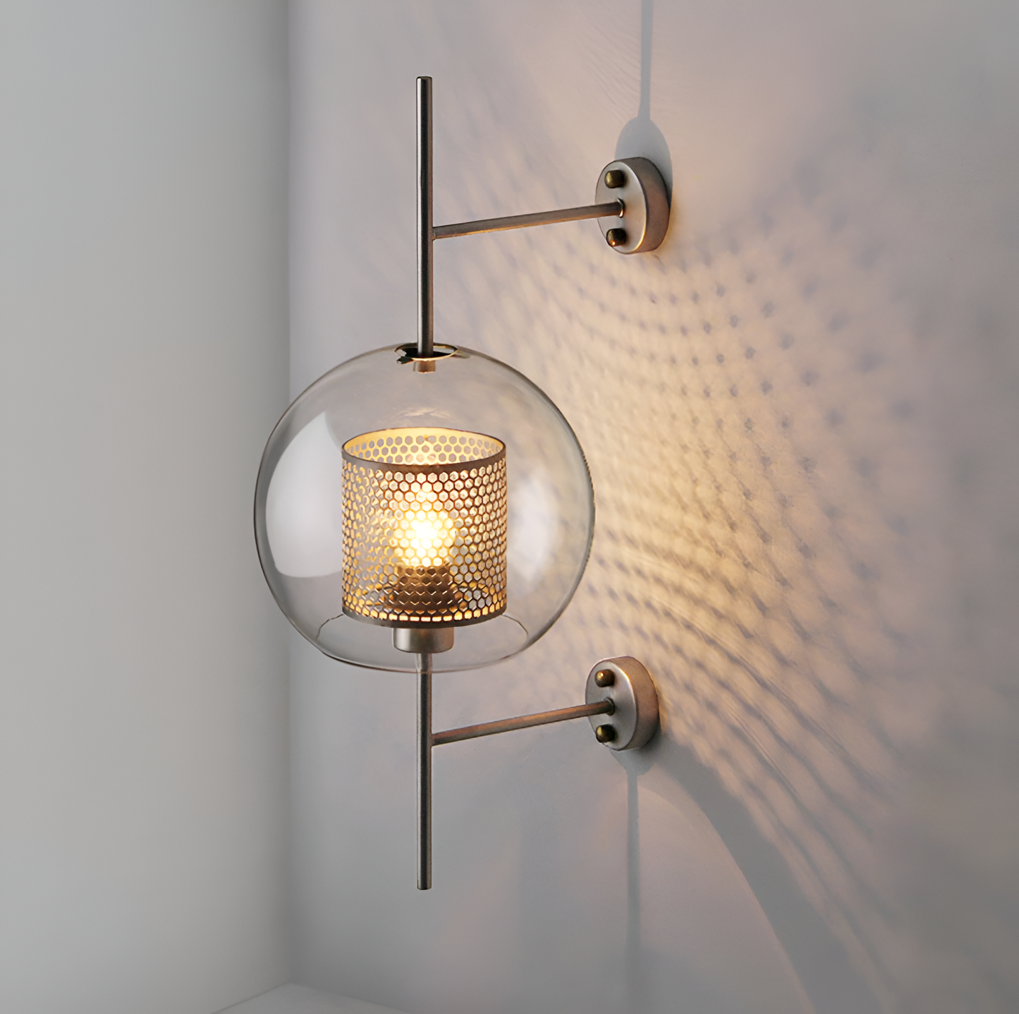 Orbee væglampe - stilfuld glas væglampe - honeycomb væglampe design - vintage væglamper led