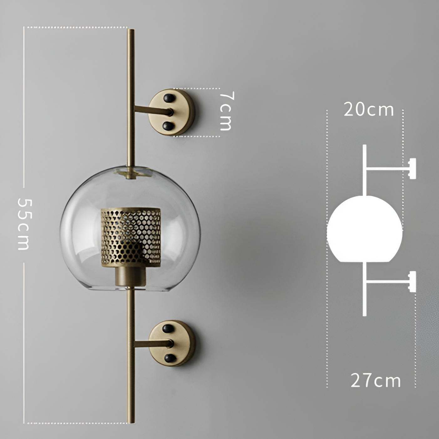 Orbee væglampe - stilfuld glas væglampe - honeycomb væglampe design - vintage væglamper led