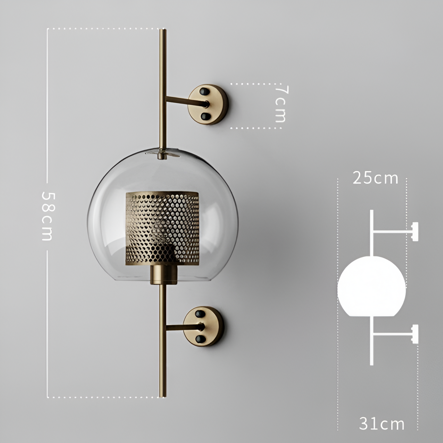 Orbee væglampe - stilfuld glas væglampe - honeycomb væglampe design - vintage væglamper led