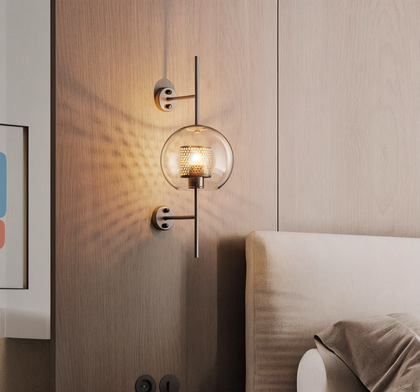 Orbee væglampe - stilfuld glas væglampe - honeycomb væglampe design - vintage væglamper led