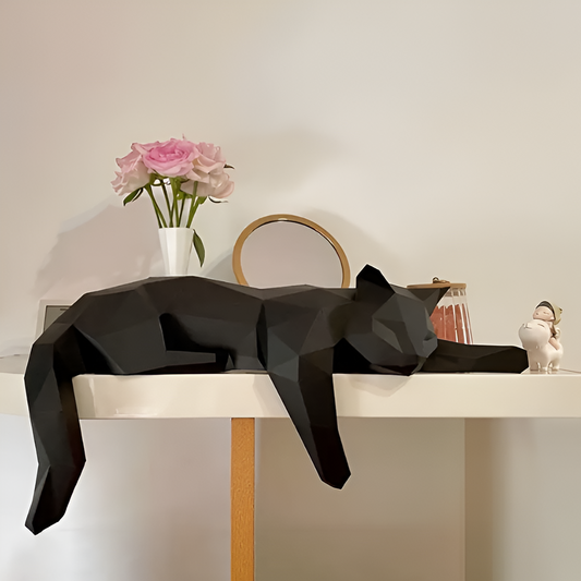 Oripurr - kunstnerisk diy sort hvid 3d sløv origami kat dekoration