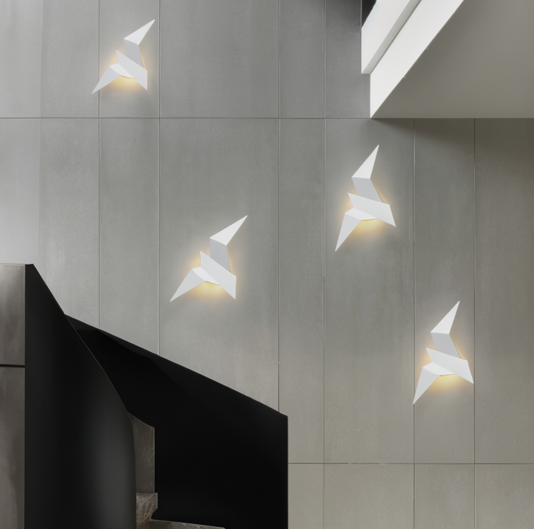 Oritori væglampe - geometrisk origami fugl væglampe - japansk stil væglampe design