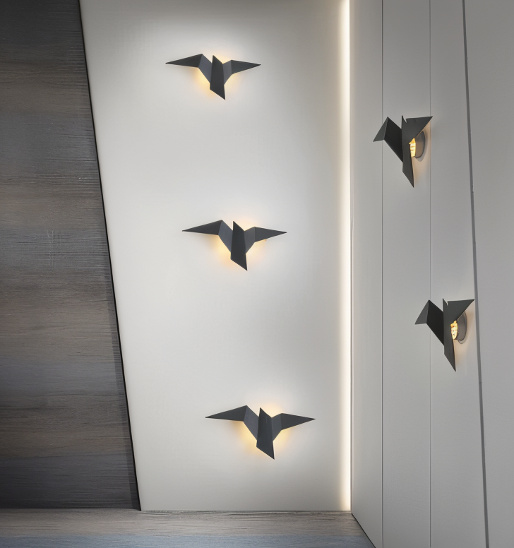 Oritori væglampe - geometrisk origami fugl væglampe - japansk stil væglampe design