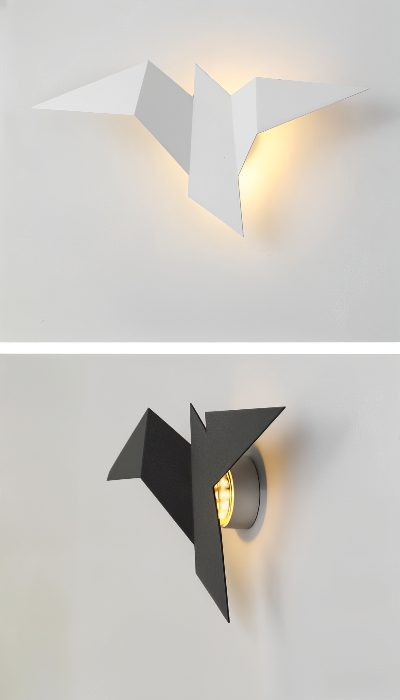 Oritori væglampe - geometrisk origami fugl væglampe - japansk stil væglampe design