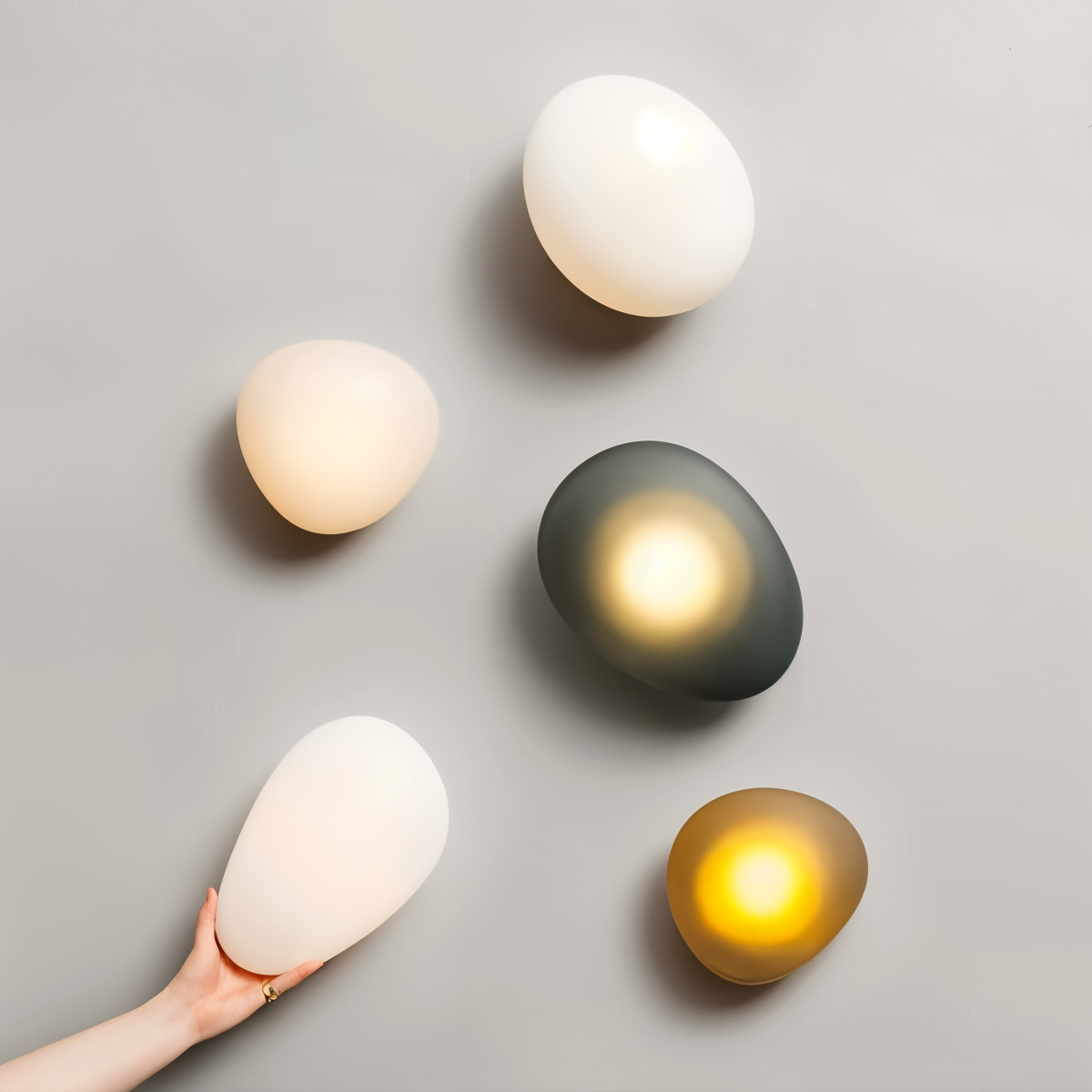 Pebblehue væglampe  - lysende led-væglampe lavet af glas i nordisk stil