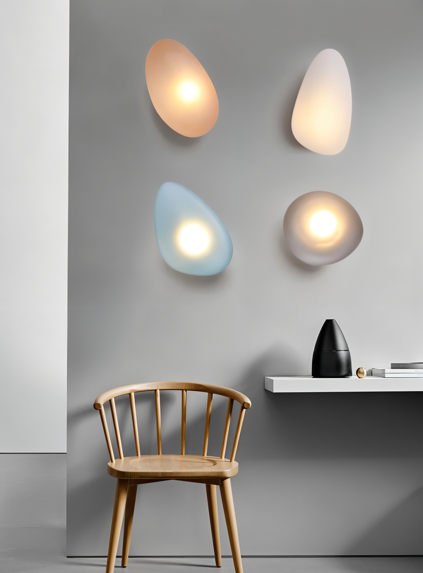 Pebblehue væglampe  - lysende led-væglampe lavet af glas i nordisk stil