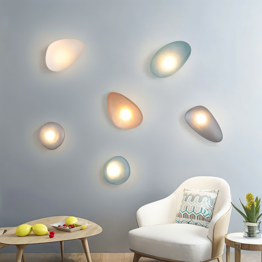 Pebblehue væglampe  - lysende led-væglampe lavet af glas i nordisk stil