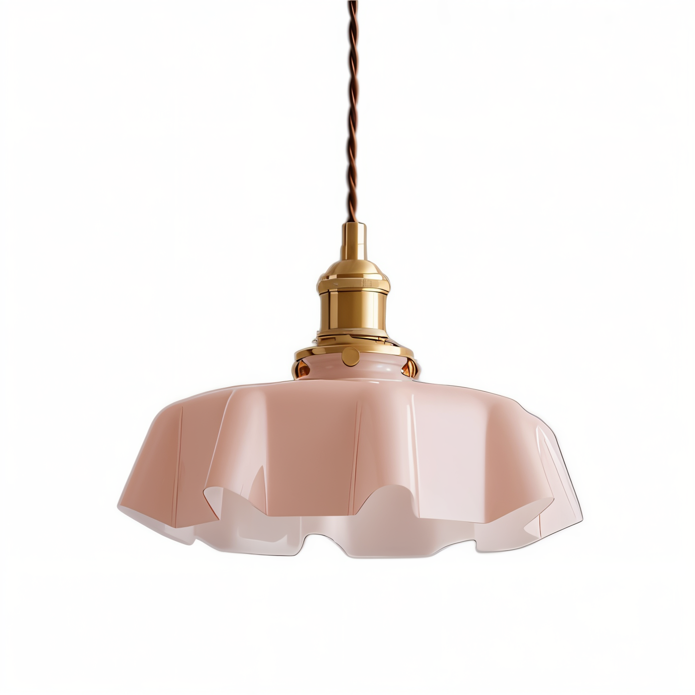 Retrotint pendellampe - blomsterformet cremefarvet glasskærm led-hængelampe