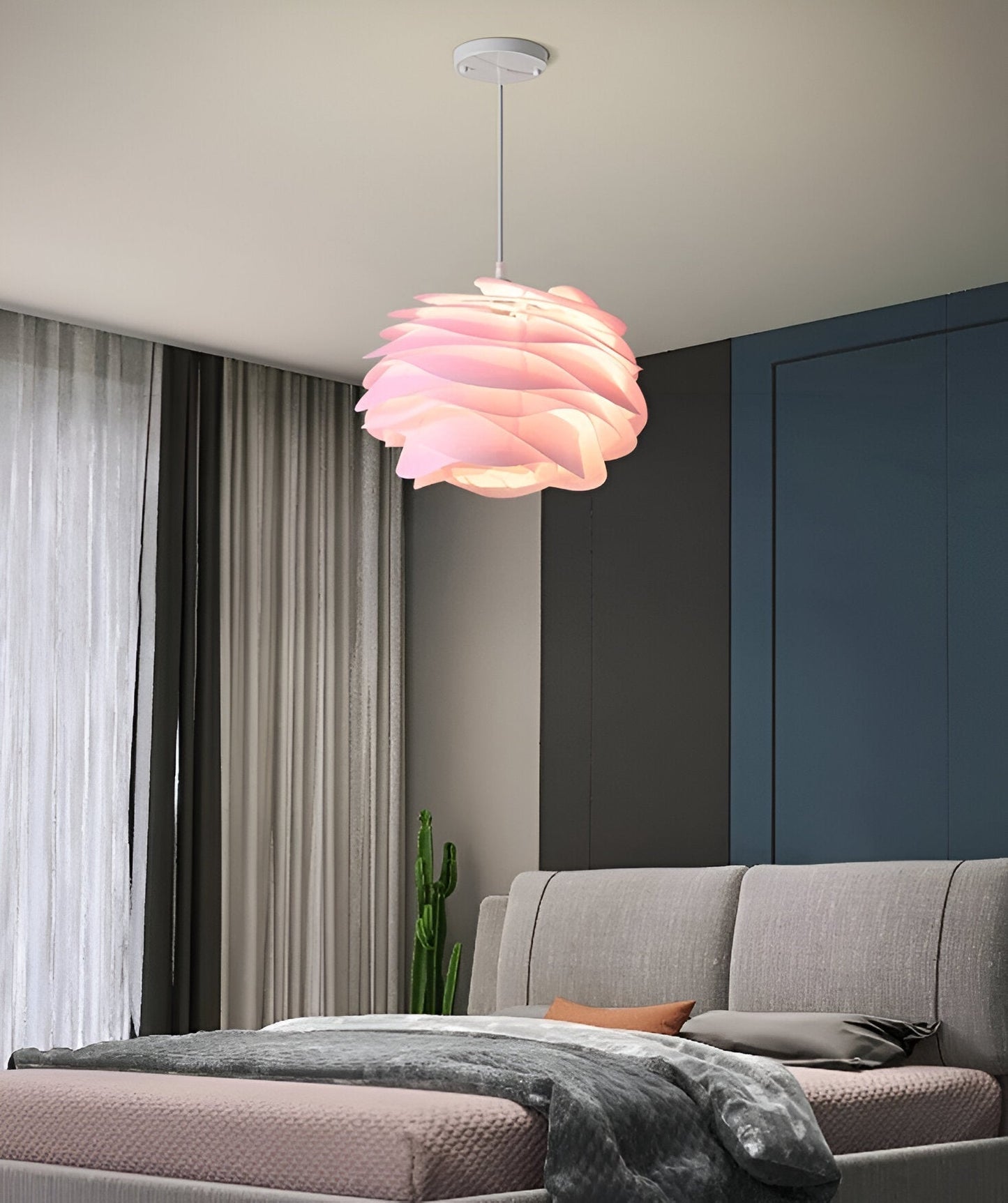 Rosy pendel - dekorativ pvc blomstret led hængelampe til soveværelse