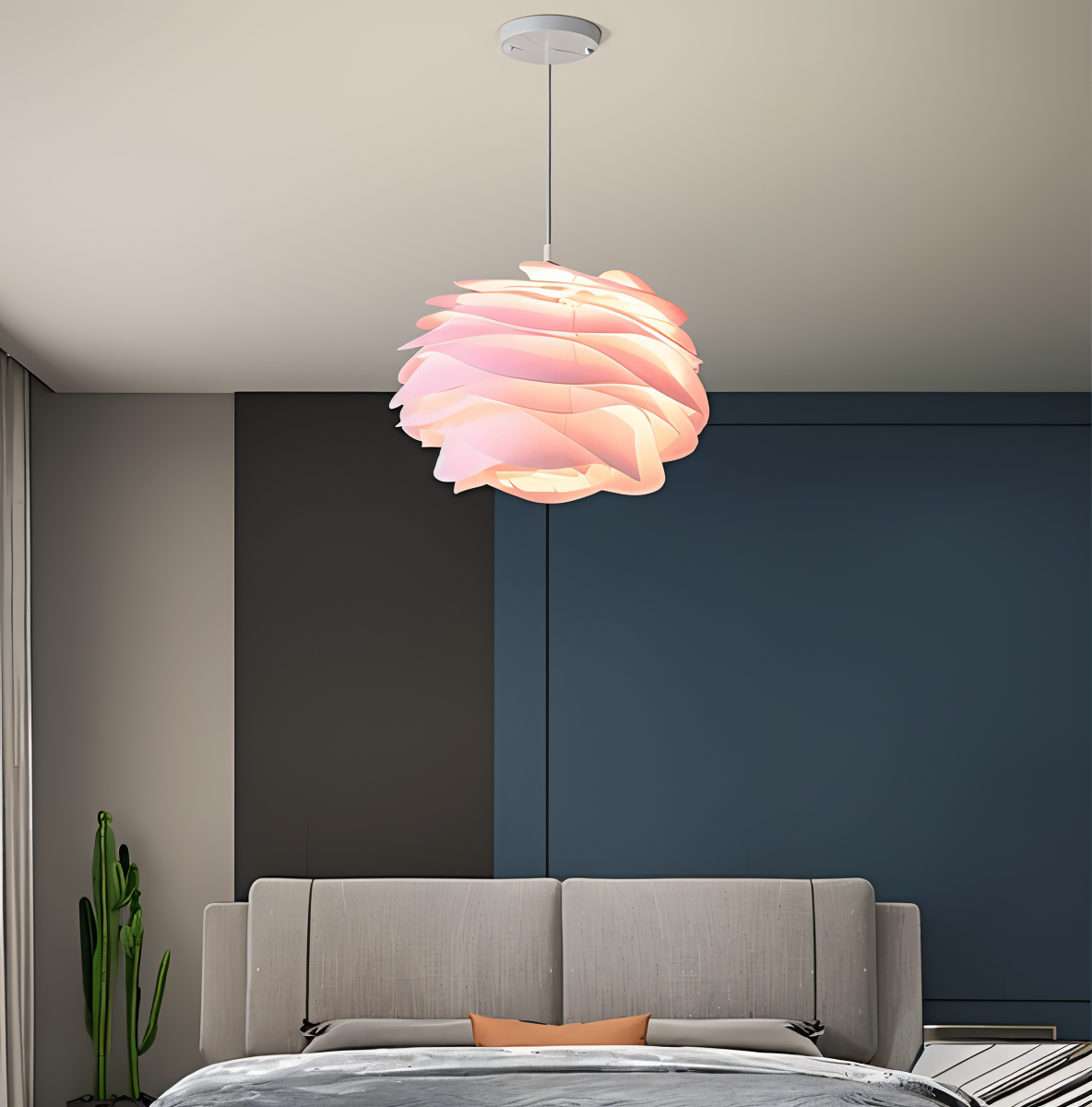 Rosy pendel - dekorativ pvc blomstret led hængelampe til soveværelse
