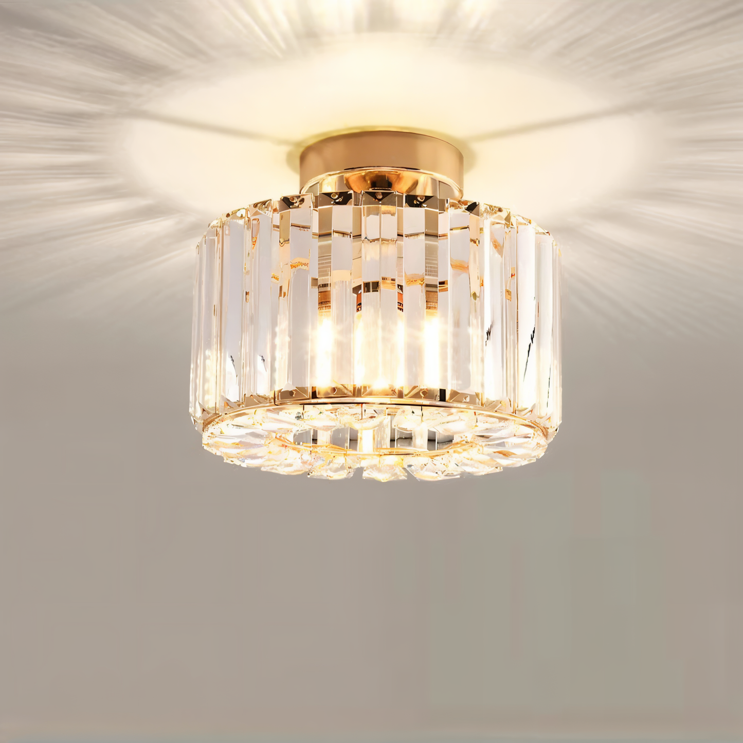 Shimmercryst - semi-flush loftslampe i krystal - moderne rund lysekrone