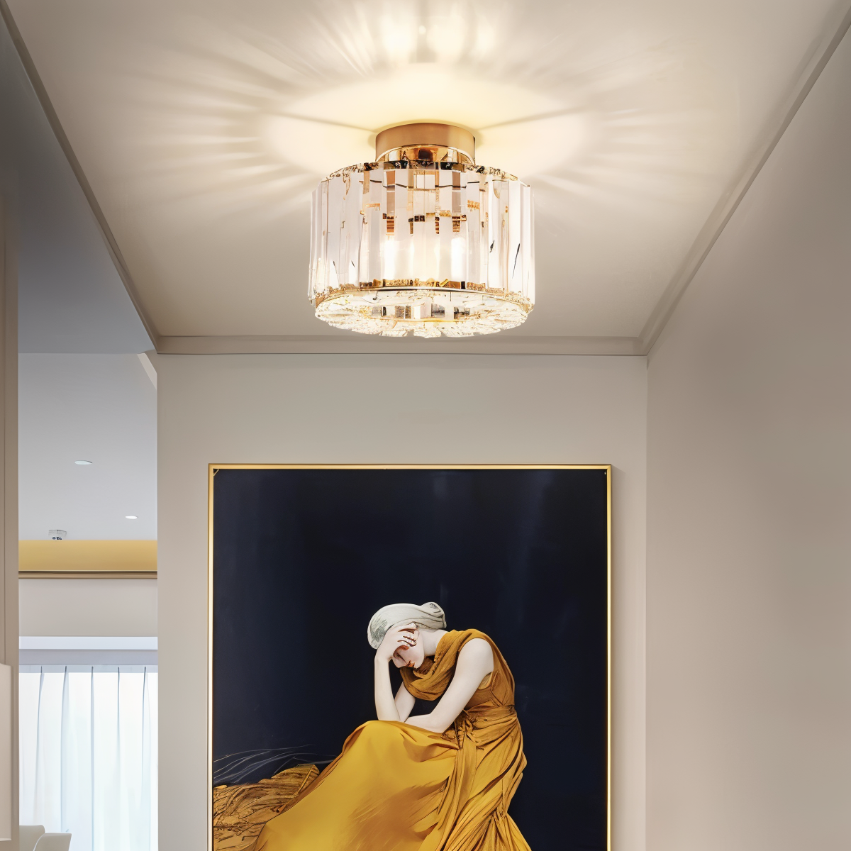 Shimmercryst - semi-flush loftslampe i krystal - moderne rund lysekrone