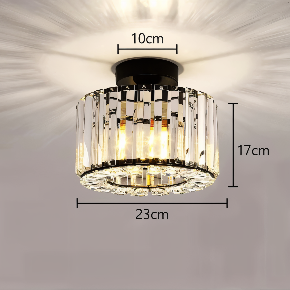 Shimmercryst - semi-flush loftslampe i krystal - moderne rund lysekrone