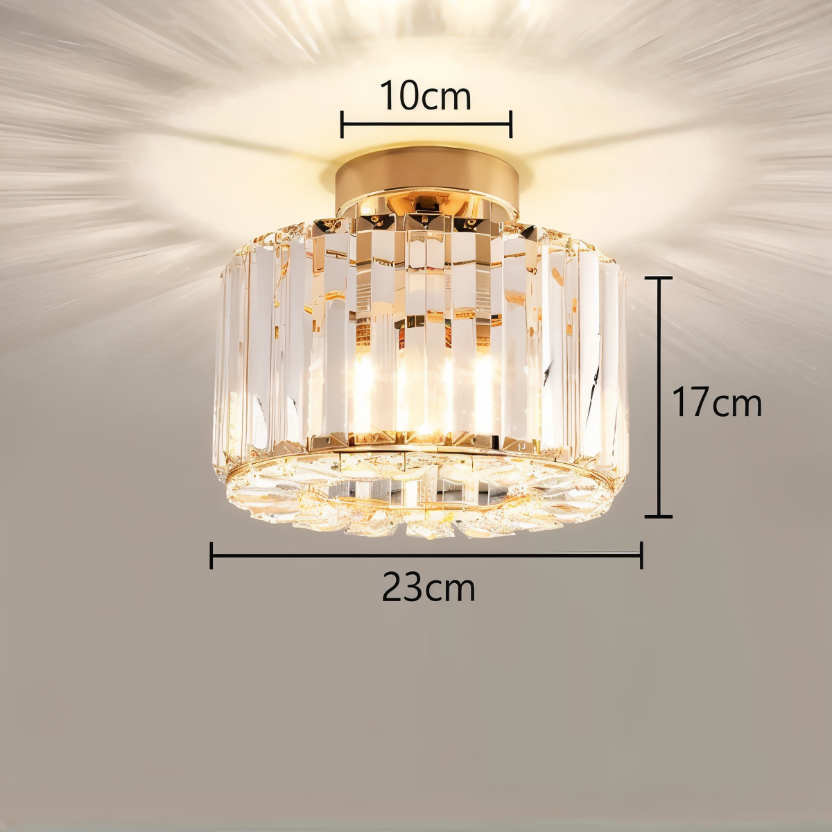 Shimmercryst - semi-flush loftslampe i krystal - moderne rund lysekrone