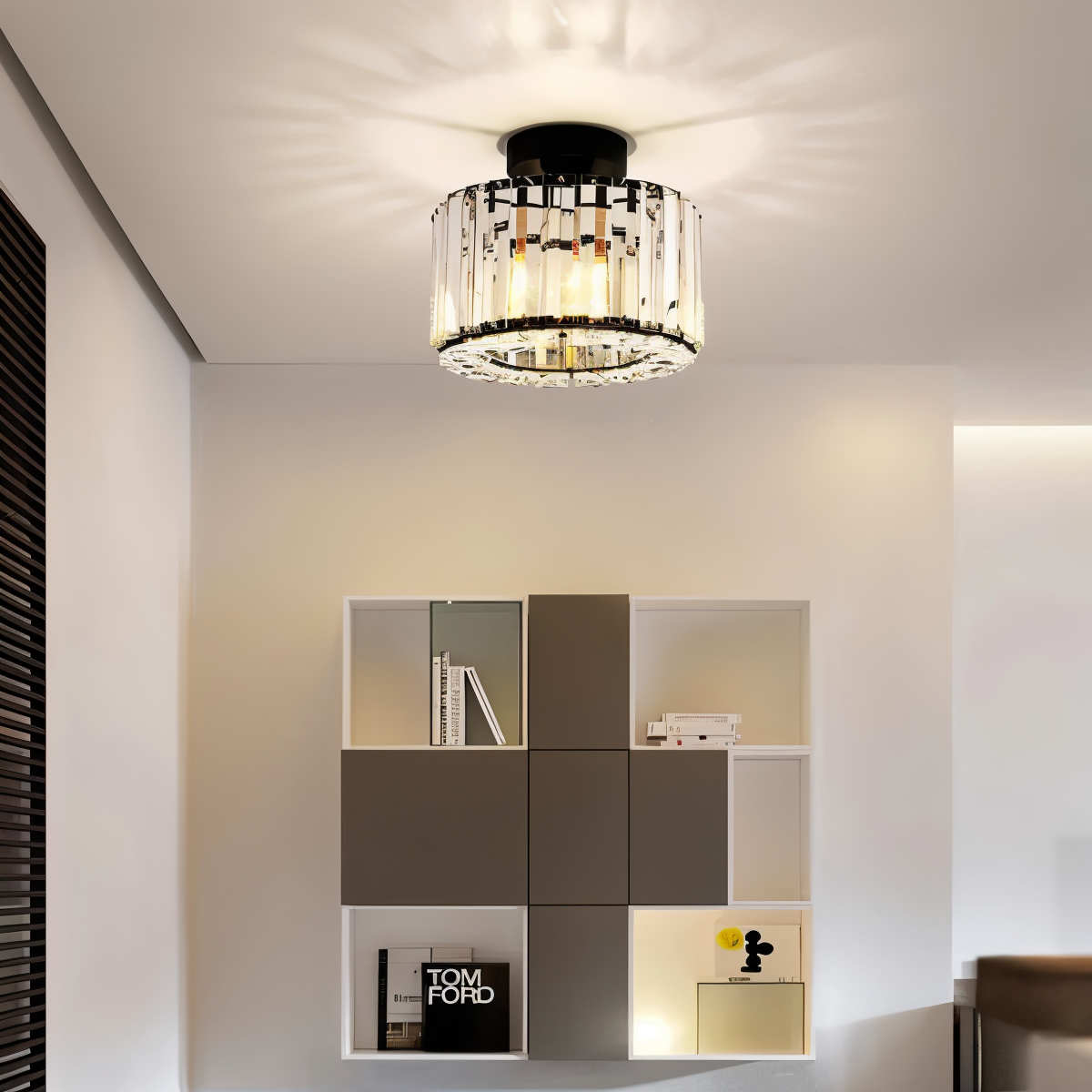 Shimmercryst - semi-flush loftslampe i krystal - moderne rund lysekrone