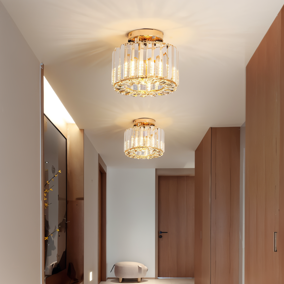 Shimmercryst - semi-flush loftslampe i krystal - moderne rund lysekrone