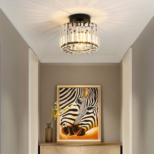 Shimmercryst - semi-flush loftslampe i krystal - moderne rund lysekrone