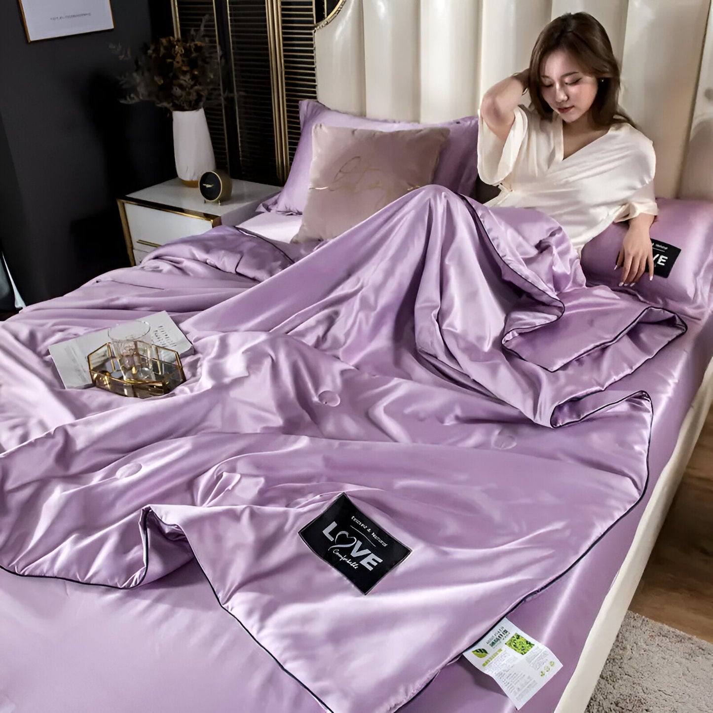 SilkyLux dyne - blødt og åndbart satin silke sengetøj for komfort året rundt