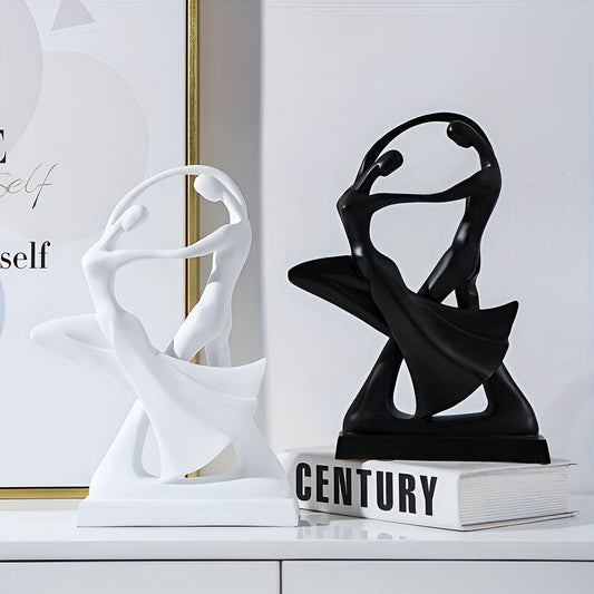 Swayduo ornament - hvid og sort dansende resinskulptur - moderne abstrakt kunst