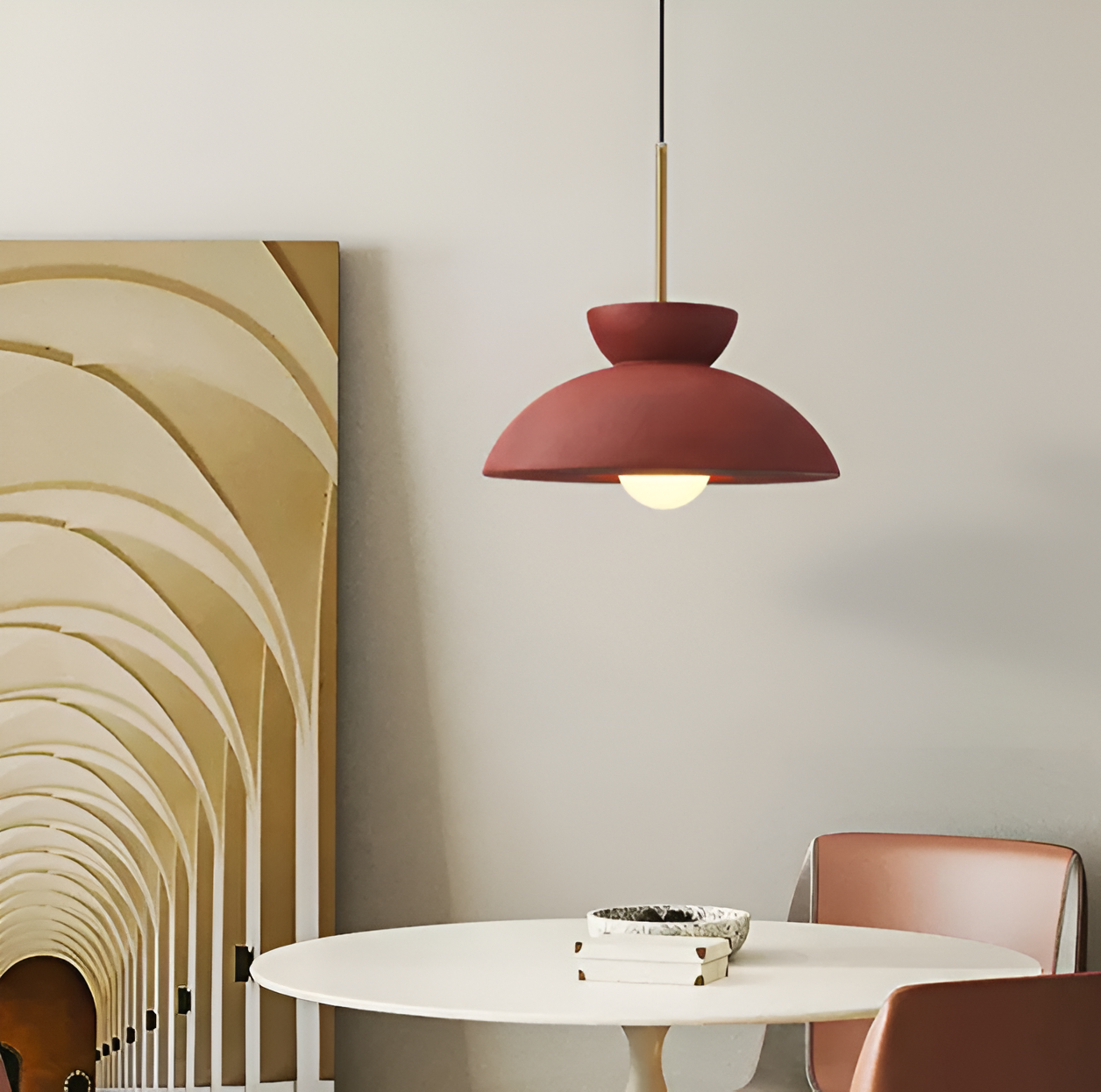 Wabi sabi - geometrisk led-pendel lavet af harpiks - wabi sabi minimalistisk hængelampe
