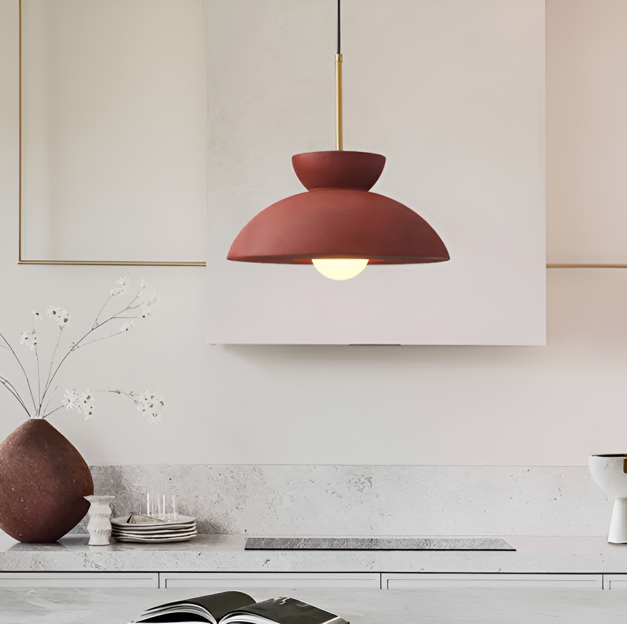 Wabi sabi - geometrisk led-pendel lavet af harpiks - wabi sabi minimalistisk hængelampe