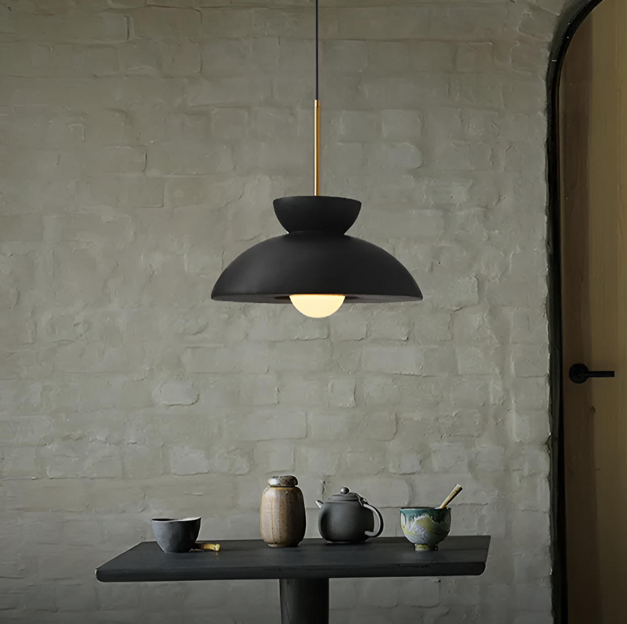 Wabi sabi - geometrisk led-pendel lavet af harpiks - wabi sabi minimalistisk hængelampe