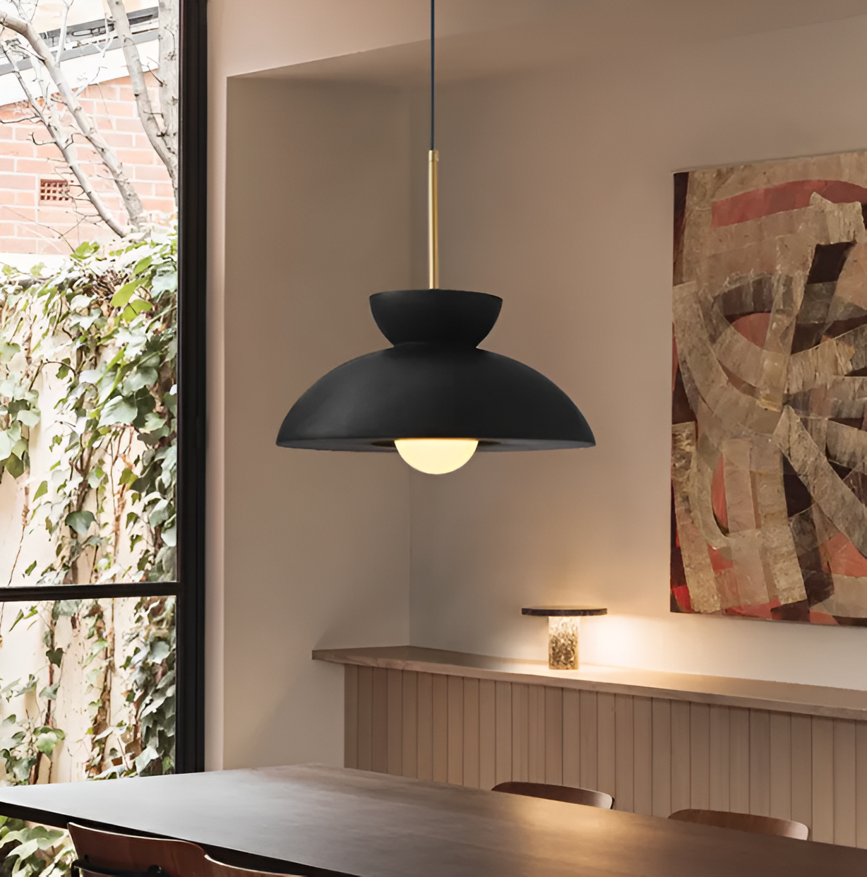 Wabi sabi - geometrisk led-pendel lavet af harpiks - wabi sabi minimalistisk hængelampe