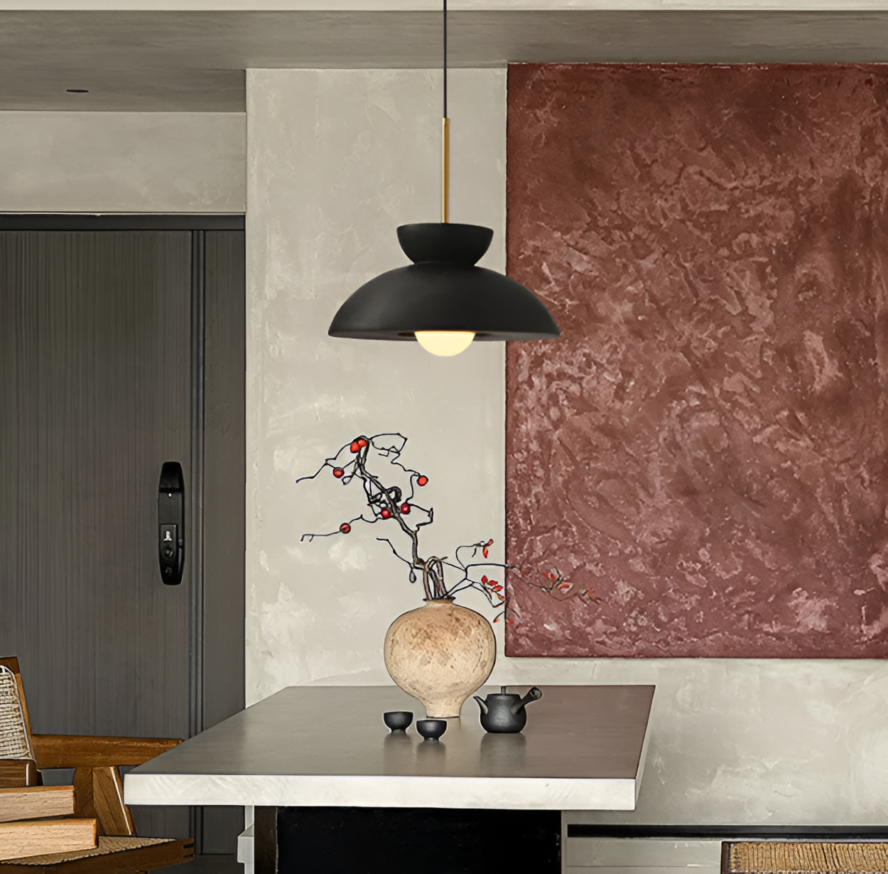 Wabi sabi - geometrisk led-pendel lavet af harpiks - wabi sabi minimalistisk hængelampe