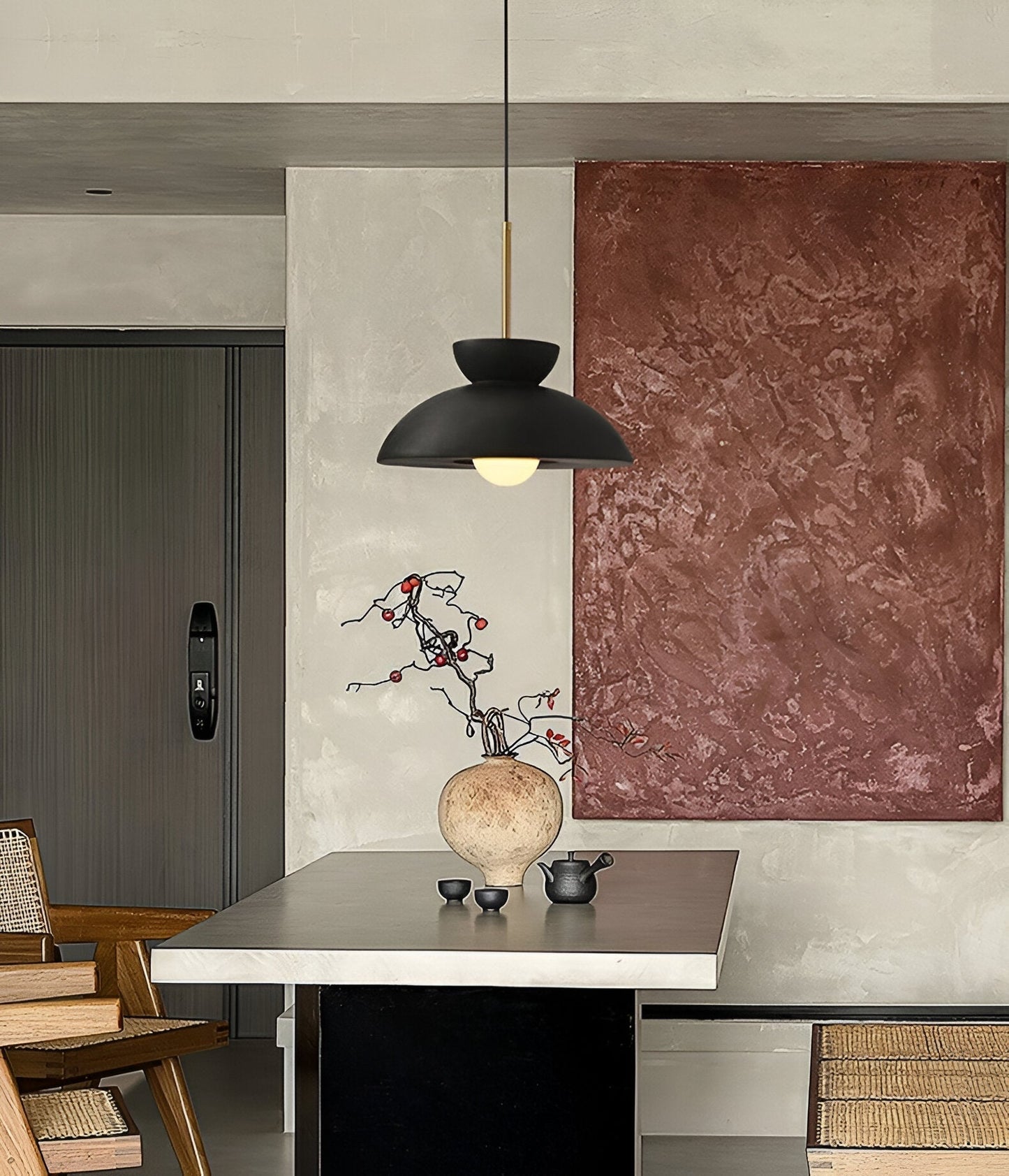 Wabi sabi - geometrisk led-pendel lavet af harpiks - wabi sabi minimalistisk hængelampe
