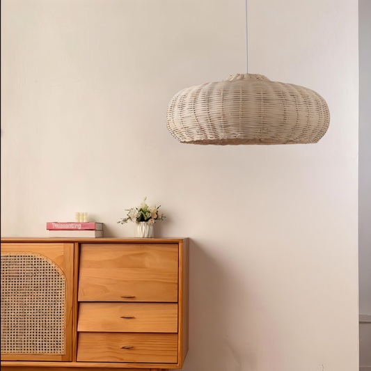 Wickercraft pendellampe - vintage håndstrikket rattan hængelampe