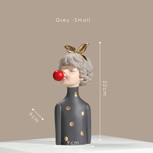 Gum diva sculpture - bubble gum girl statue
