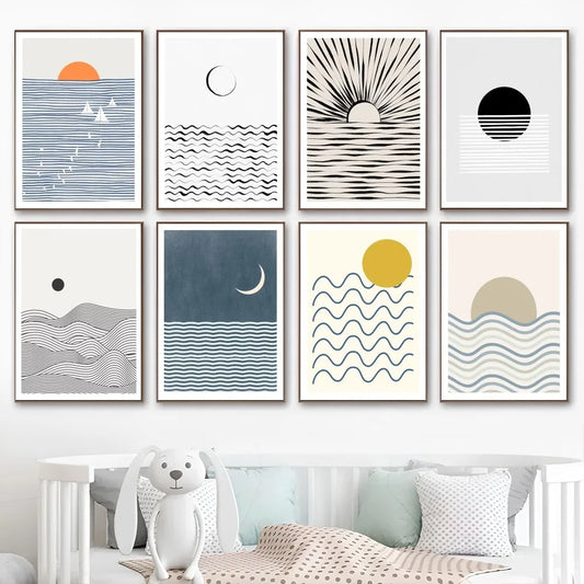 Moontide | ocean wave selvklæbende plakatkunst