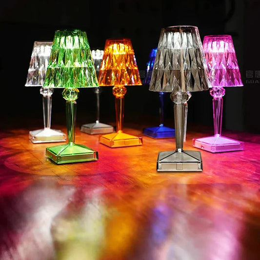 Lysende krystal - bordlampe lavet af akryl krystal kunst