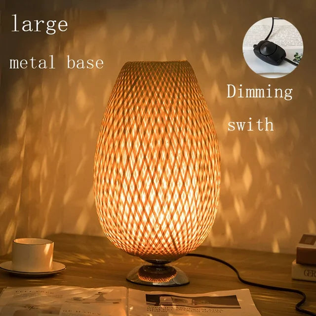 Antiquebamboo - vintage bordlampe i bambus