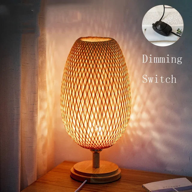 Antiquebamboo - vintage bordlampe i bambus