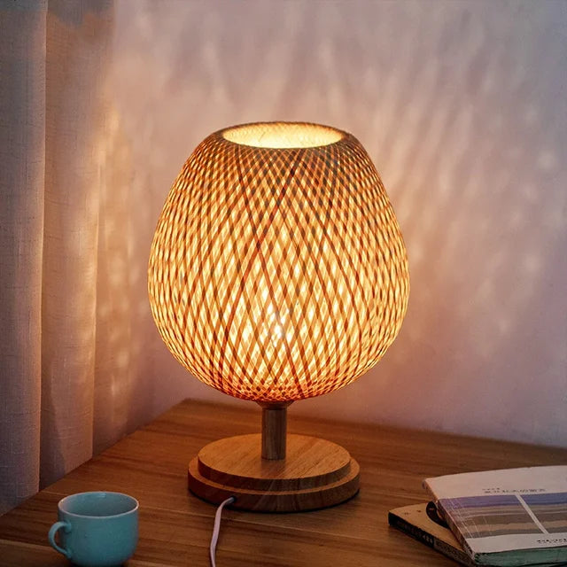 Antiquebamboo - vintage bordlampe i bambus